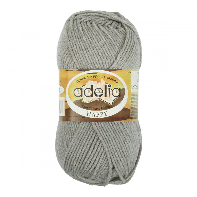Пряжа ADELIA HAPPY №13 светло-серая 100% акрил, 10 шт х 50 гр, 128 м +/- 7 м
