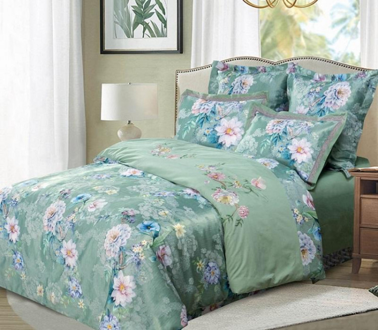 Постельное белье из сатина с вышивкой  SAILID D-215-2 2-спальное