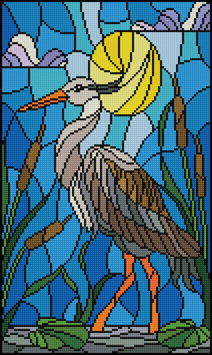 Кристальная (алмазная) мозаика ФРЕЯ ALV-118 Цапля в камышах. Витраж