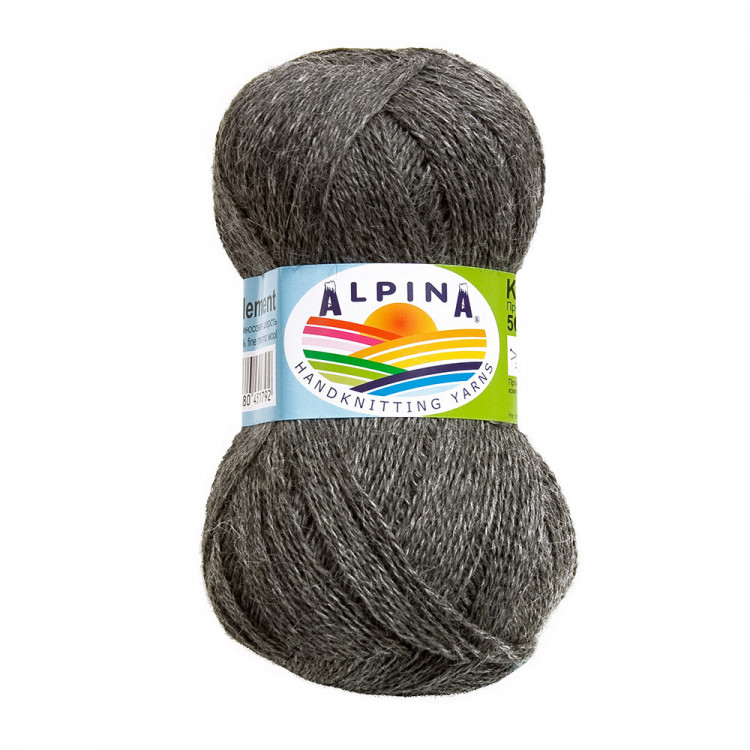 Пряжа ALPINA KLEMENT №08 серая 80% альпака, 20% мериносовая шерсть 4 шт х 50 гр, 300 м +/- 10 м