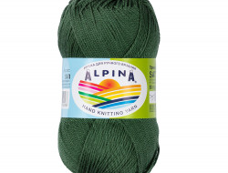 Пряжа ALPINA SATI №076 темно-зеленая 100% мерсеризованный хлопок 10 шт х 50 гр, 170 м +/- 10 м