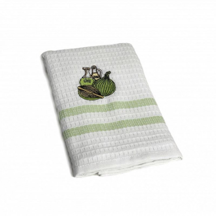 Набор кухонных полотенец вафельных хлопковых KARVEN HM779 ИНЖИР V4 салатовый 50х75 (12шт)