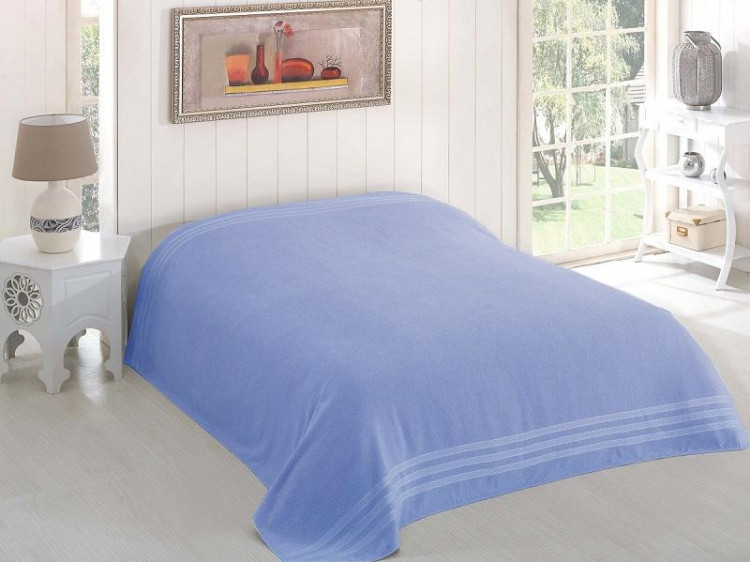 Простыня махровая KARNA PETEK голубая 200х220