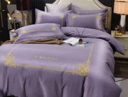 Постельное белье из сатина с вышивкой KARVEN N005-663 50х70 (2шт), 70х70 (2шт) семейное