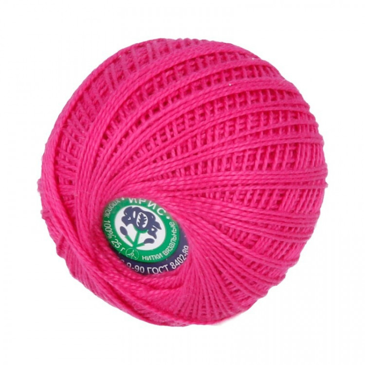 Пряжа СПБ ИРИС №1110 (027) темно-розовая 100% мерсеризованный хлопок 20 шт х 25 гр, 150 м