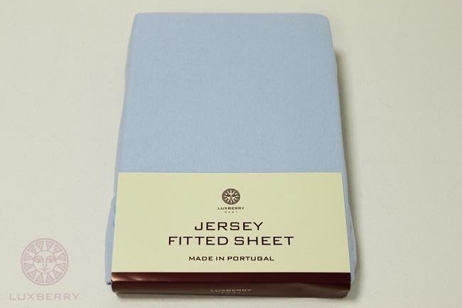 Простыня на резинке LUXBERRY JERSEY голубая 75х130
