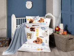 Постельное белье для малышей из сатина с пледом KARVEN 3D DIGITAL D040 BEAR