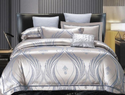 Постельное белье из жаккарда с оборкой KARVEN N005-609 50х70 (2шт), 70х70 (2шт) семейное