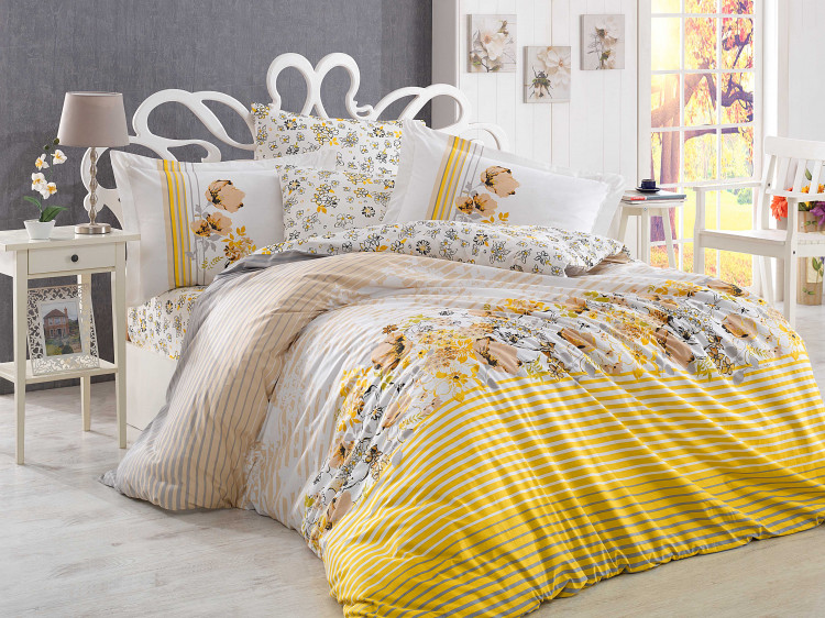 УЦЕНКА! Постельное белье из поплина HOBBY HOME FIESTA желтое 1,5-спальное