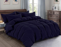 Постельное белье из жатого микросатина АЛЬВИТЕК FLUPPY SLEEP-047 темно-синее 50х70 (2шт), 70х70 (2шт) семейное