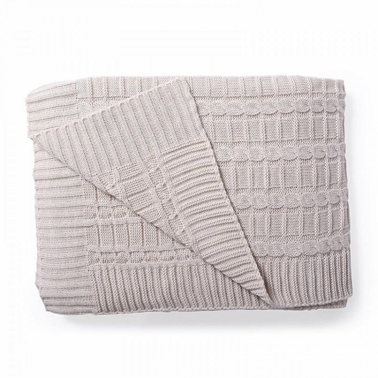 Плед вязаный из акрила BELPOL КОСЫ лен 200х220