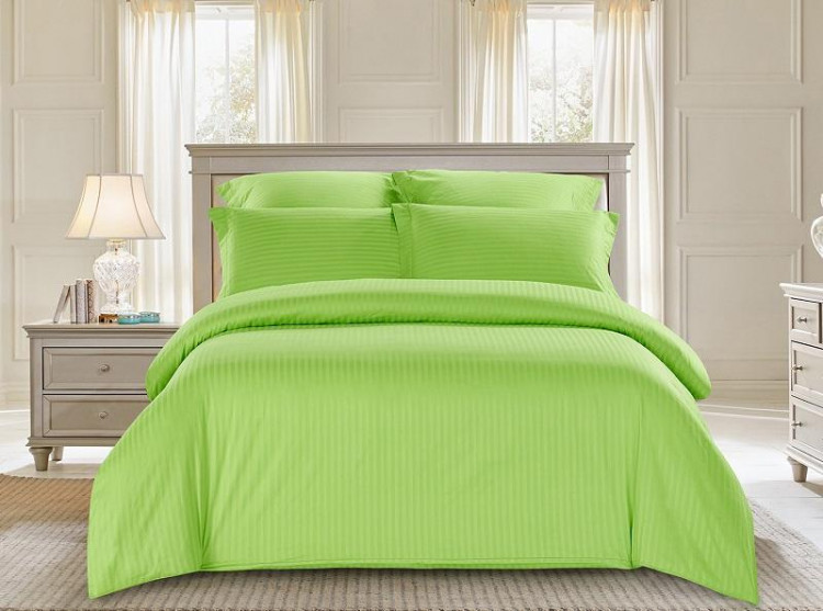 Постельное белье из страйп-сатина TANGO COLOR STRIPE CST-10 зеленое 1,5-спальное