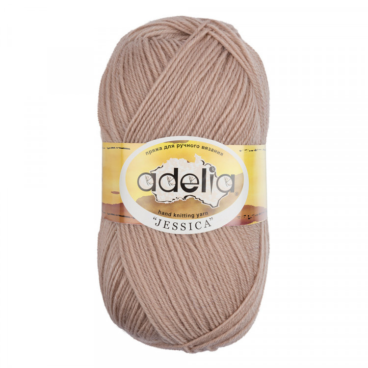Пряжа ADELIA JESSICA №18 бежевая 67% шерсть, 33% полиэстер, 5 шт х 100 гр, 260 м +/- 10 м