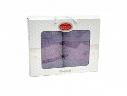 Набор полотенец махровых хлопковых KARVEN HS1693 INDIA DAMAKS V6 светло-лиловый 50х90 (1шт), 70х140 (1шт)