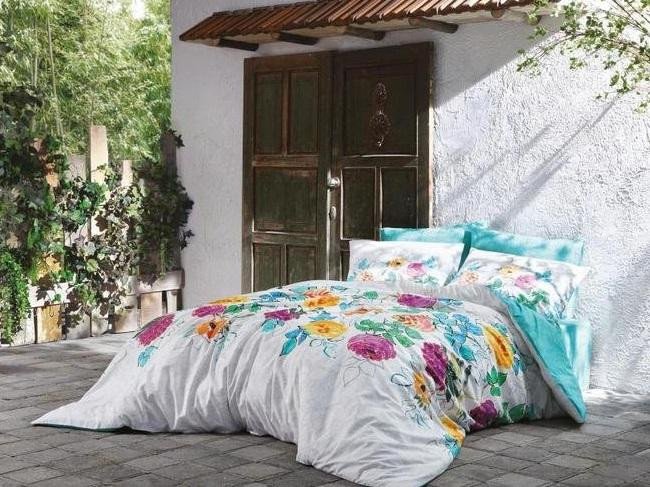 Постельное белье из бамбука и сатина TAC BAMBOO BELIZE бирюзовое евро