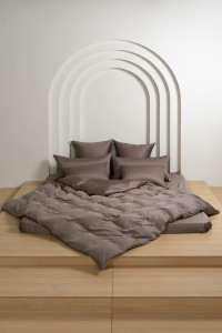 Постельное белье с простыней на резинке 160х200 GERMAN GRASS HAVANA BROWN BRILLIANT GRASS 70х70 (2шт) семейное