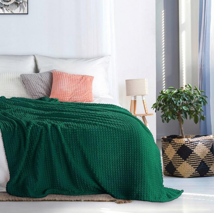 Плед однотонный фланелевый TANGO BARRETTA 07 зеленый 150х200