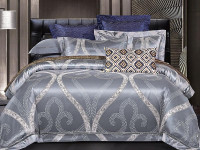 Постельное белье из жаккарда с оборкой KARVEN N005-629 50х70 (2шт), 70х70 (2шт) семейное
