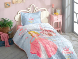 Покрывало детское из хлопка стеганое KARVEN Y923/1 CROWN V1 PEMPE 180х240 с наволочкой 50х70