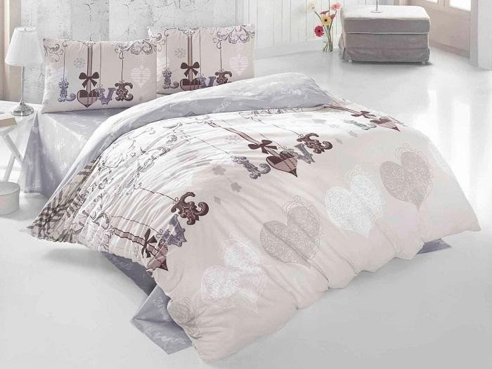 Постельное белье из ранфорса IRINA HOME LOVE ME KAHVE 3D евро