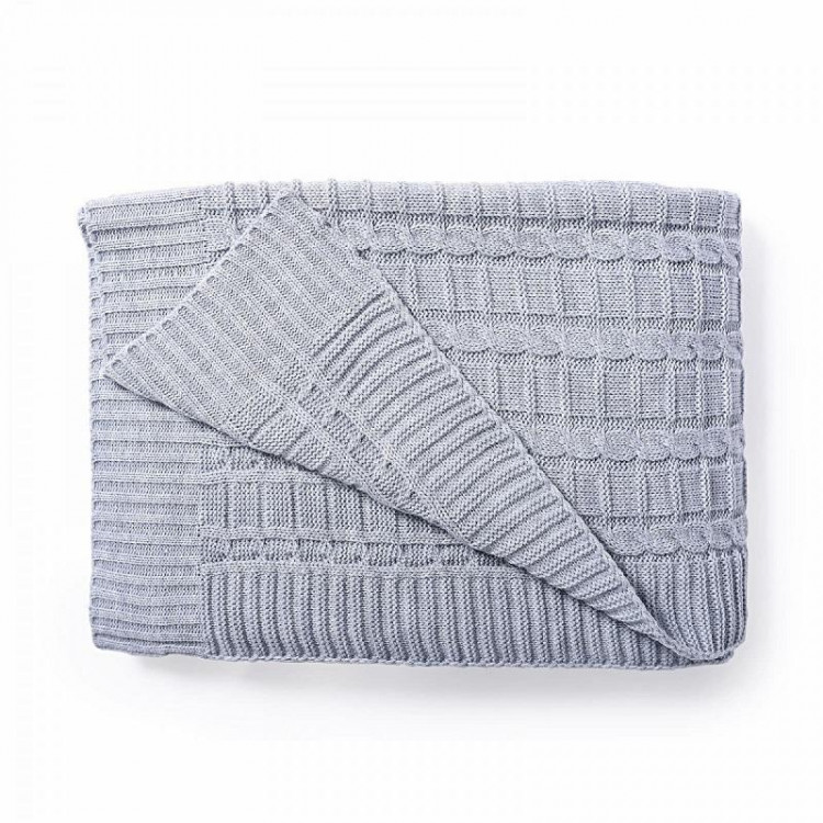 Плед вязаный из акрила BELPOL КОСЫ сумерки 200х220