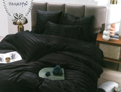 Постельное белье из страйп-сатина ПАНДОРА черное 1,5-спальное