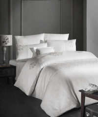Постельное белье из жаккарда с кружевом KARVEN N009 MIRABEL CREAM 50х70 (4шт), 40х40 (1шт) евро