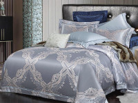 Постельное белье из жаккарда с оборкой KARVEN N005-639 50х70 (2шт), 70х70 (2шт) семейное