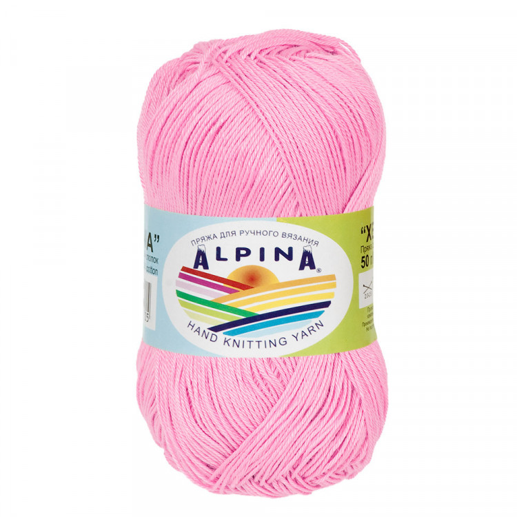 Пряжа ALPINA XENIA №106 розовая 100% мерсеризованный хлопок 10 шт х 50 гр, 240 м +/- 10 м