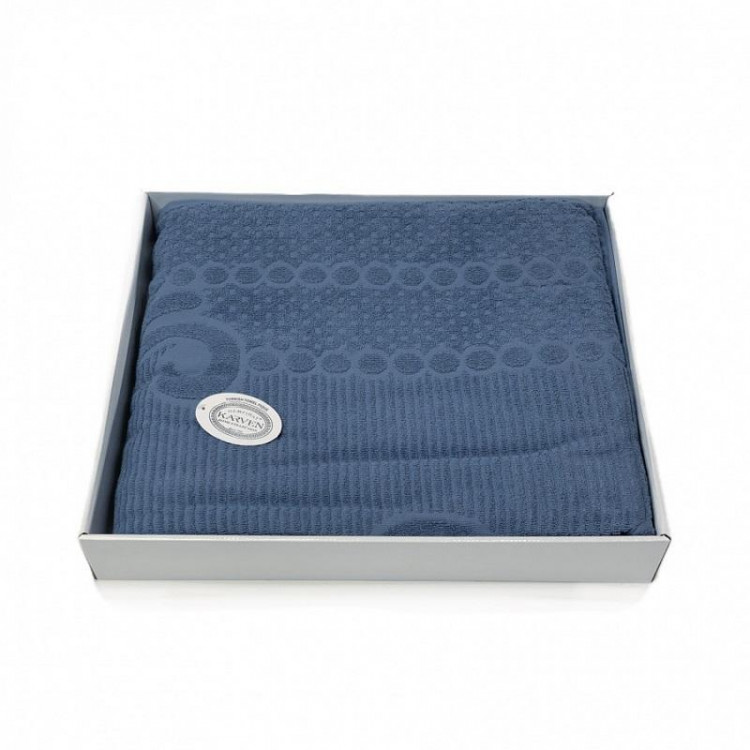 Плед из хлопка махровый KARVEN P961 ESTER V14 индиго 220х240