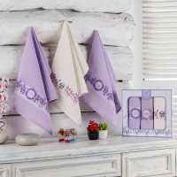 Набор кухонных полотенец вафельных хлопковых KARVEN HM746 ЛАВАНДА V12 40х60 (3шт)