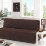Чехол без юбки и подлокотников на трехместный диван KARNA коричневый