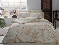 Постельное белье из сатина люкс TAC DELUX PREMUIM DIGITAL SEINE бежевое евро