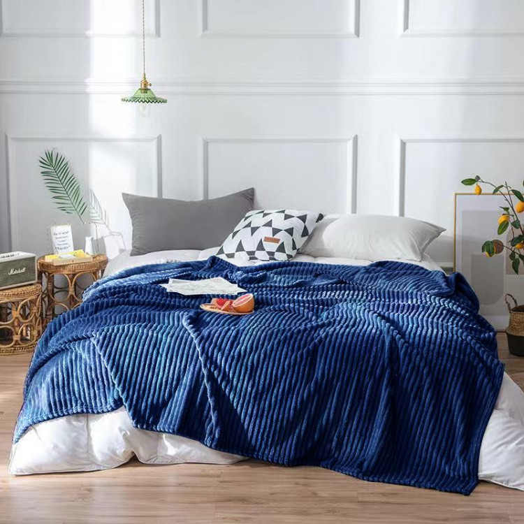 Плед однотонный фланелевый TANGO STRIPE ST-20 синий 150х200