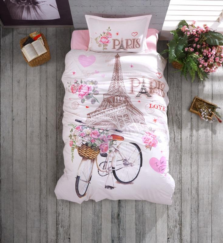 Постельное белье подростковое из ранфорса KARVEN YOUNG STYLE N022/1 PARIS LOVE PINK V-1 50х70 (1шт), 70х70 (1шт)