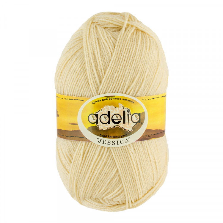 Пряжа ADELIA JESSICA №19 экрю 67% шерсть, 33% полиэстер, 5 шт х 100 гр, 260 м +/- 10 м