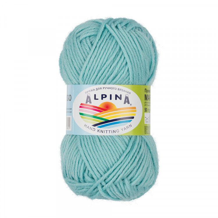 Пряжа ALPINA MARGO №22 бледно-бирюзовая 100% мериносовая шерсть 10 шт х 50 гр, 75 м +/- 4 м