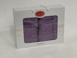 Набор полотенец махровых хлопковых KARVEN HS1691 SUMBUL V5 лиловый 50х90 (1шт), 70х140 (1шт)
