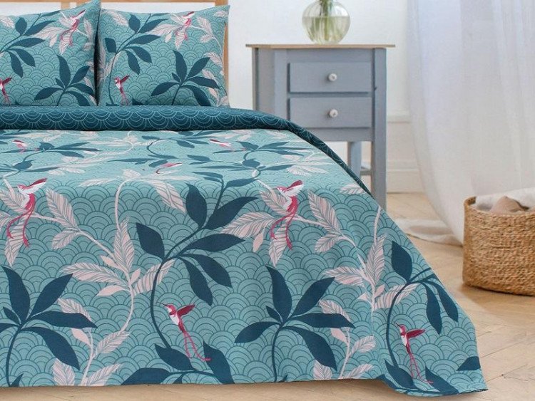 Постельное белье из поплина ЭТЕЛЬ ПАРАДАЙС бирюзовое 1,5-спальное