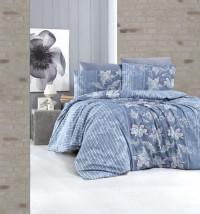 Постельное белье из ранфорса KARVEN N023 POLCA INDIGO 50х70 (2шт), 70х70 (2шт) евро