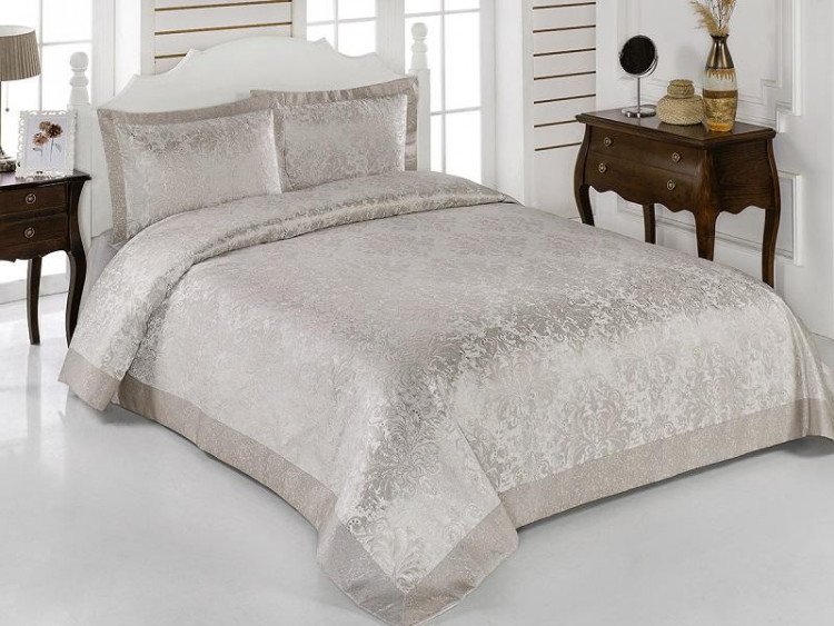 Покрывало жаккардовое с наволочками KARNA CORDENYA стоне 250х270