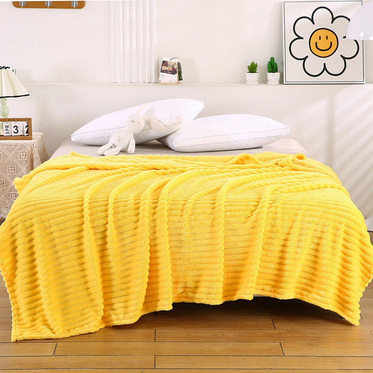 Плед фланелевый CRISTELLE STRIPE PREMIUM желтый 200х220