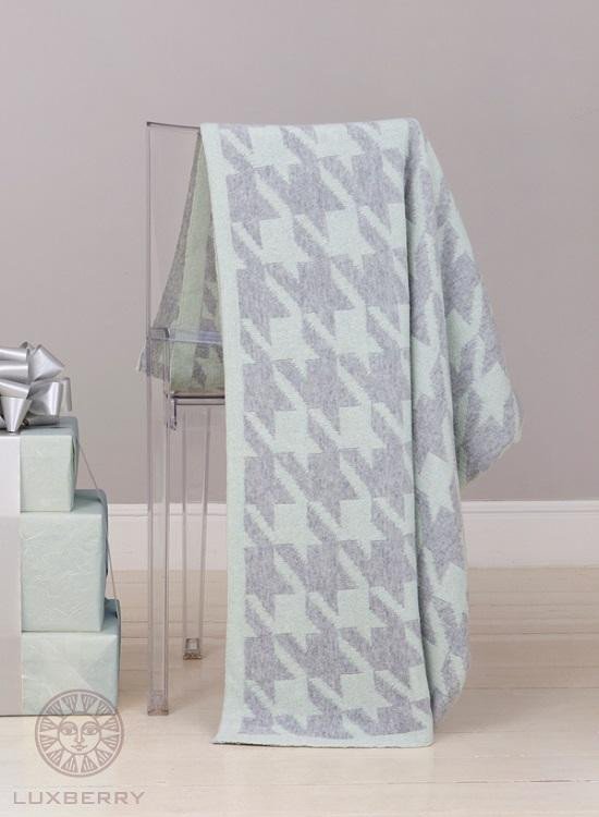 Плед LUXBERRY GOOSE FOOT светло-зеленый-серый 130х170