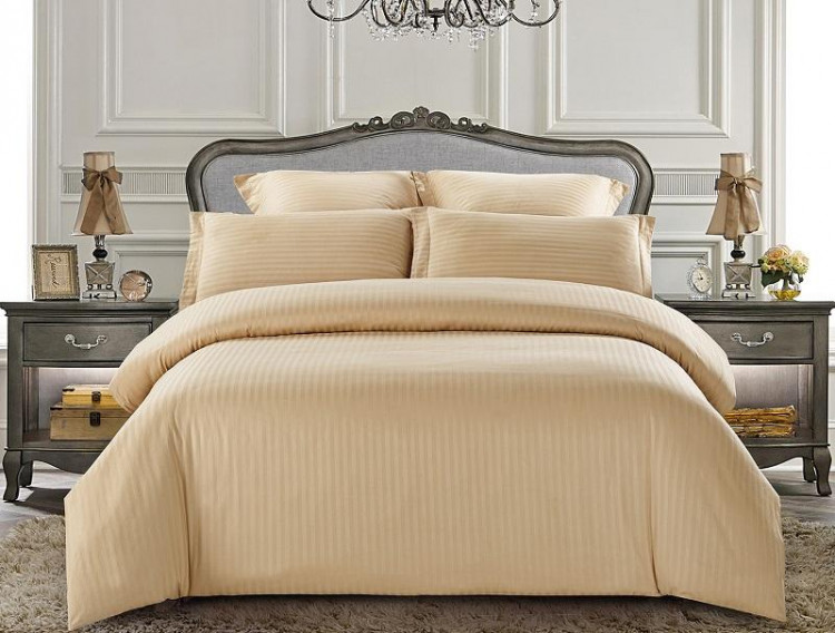Постельное белье из страйп-сатина TANGO COLOR STRIPE CST-07 бежевое 1,5-спальное