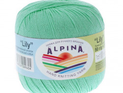 Пряжа ALPINA LILY №137 светло-зеленая 100% мерсеризованный хлопок 10 шт х 50 гр, 175 м +/- 5 м