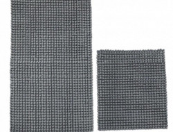 Набор ковриков для ванной хлопковый с микрофайбером KARVEN KV431 MICRO темно-серый 50х60 (1шт), 60х100 (1шт)