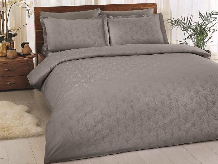 Постельное белье из LUX жаккарда в PVC TAC CROSS серое евро