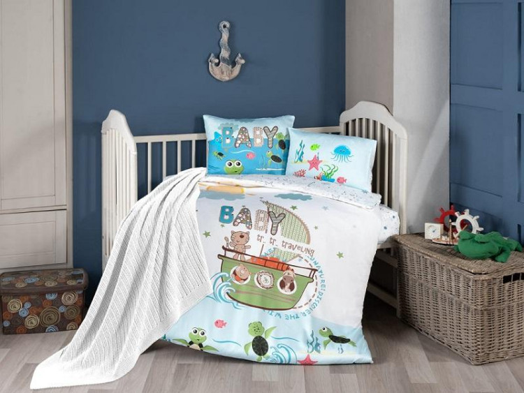 Постельное белье для малышей из сатина с пледом KARVEN 3D DIGITAL D040 DISCOVER