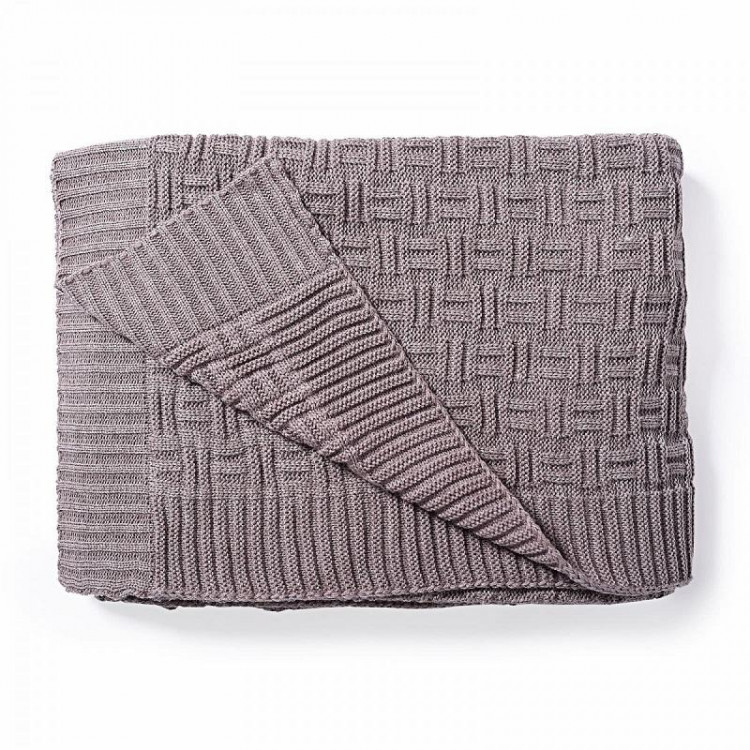 Плед вязаный из акрила BELPOL ШАХМАТЫ капучино 200х220