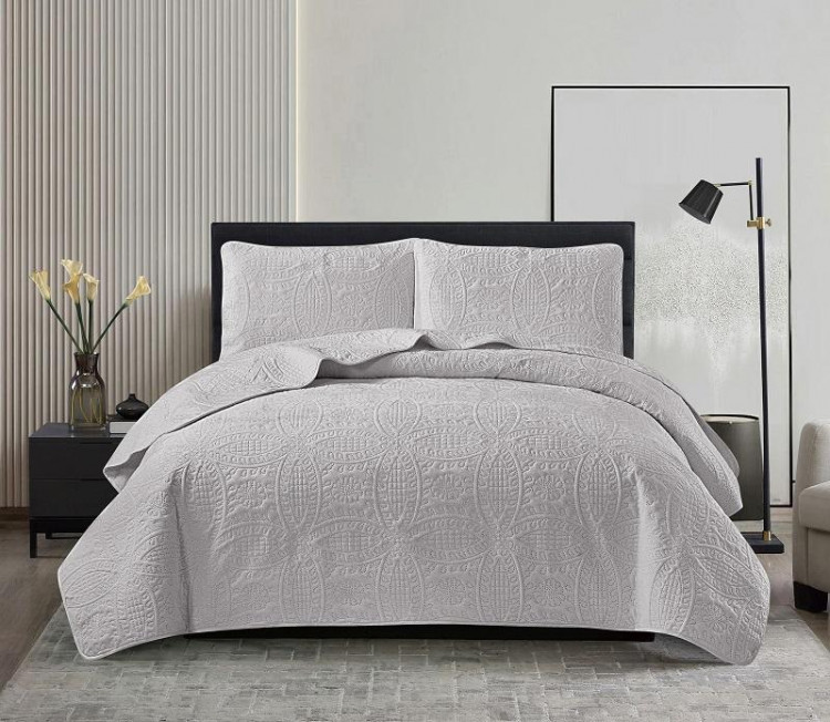 Покрывало тонкое велюровое TANGO CASABLANCA светло-серое 220х240